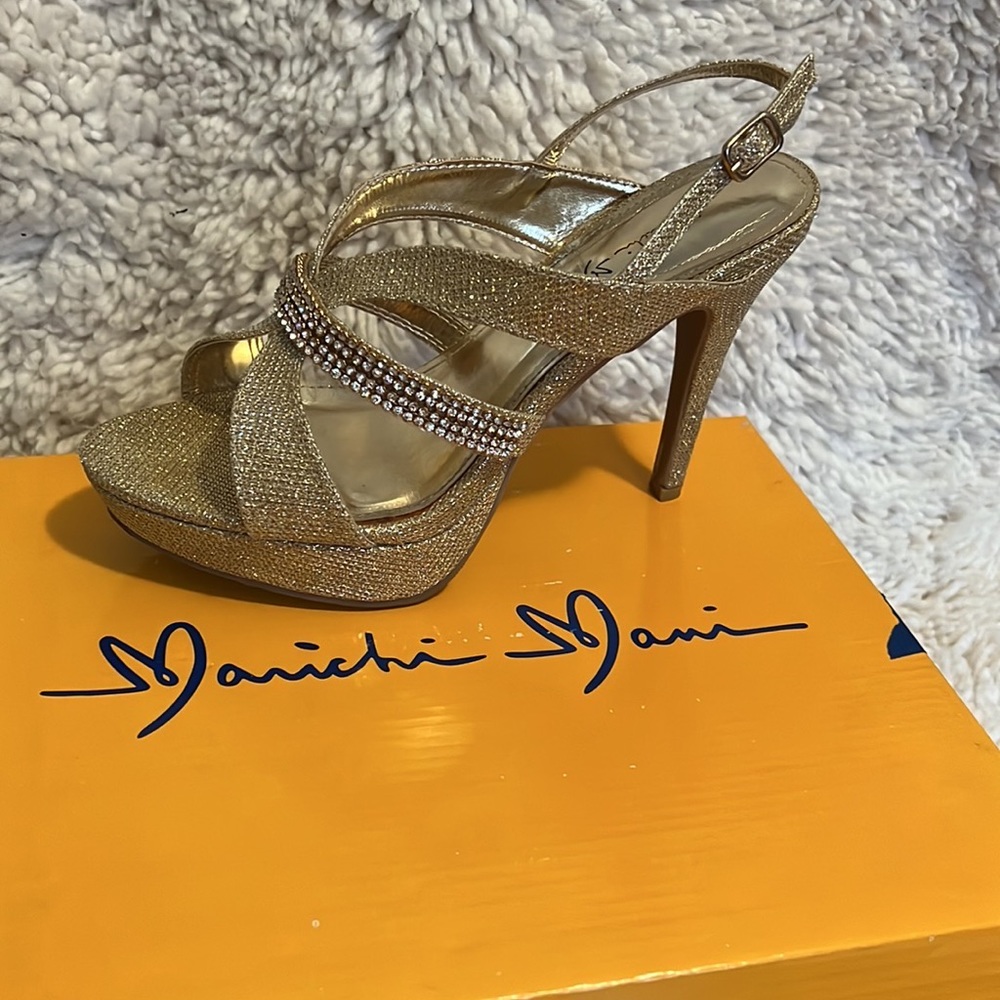 Gorgeous gold platform heels with rhinestones